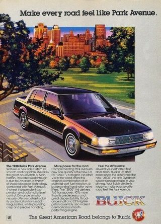 1988 Buick Park Avenue Electra Advertisement Print Art Car Ad J868