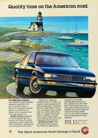 1988 Buick Lesabre - Advertisement Print Art Car Ad J879
