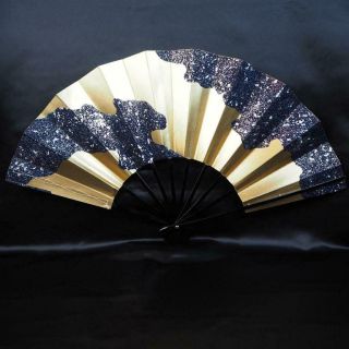 【sensu】 Japanese Vintage Odori Sensu,  Navy Blue & Gold,  Made In Japan.  (令s - 009vg)