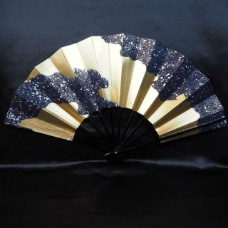 【SENSU】 JAPANESE VINTAGE ODORI SENSU,  NAVY BLUE & GOLD,  Made in Japan.  (令S - 009vg) 2