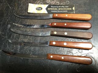 Vintage Case Xx P210 Tomato Knife Set Of 5 Knives Freddy Glove Blades