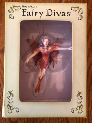 Amy Brown Fire Diva Red Fairy Ornament Figure Retired