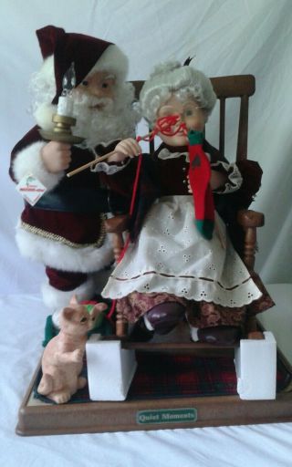 Vintage Telco Motionettes Quiet Moments Knit Rocking Mr And Mrs Clause Very Rare