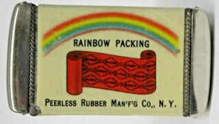 C.  1905 Peerless Rubber Rainbow Packing N.  Y.  Celluloid Match Safe Vesta