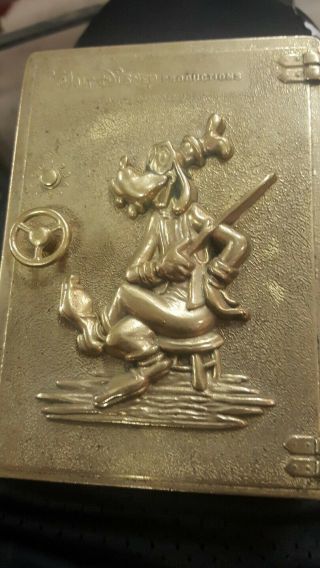 Extremely Rare Walt Disney Goofy Old Antique Brass Vault Piggy Bank