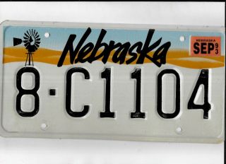 Nebraska Passenger 1993 License Plate " 8 - C1104 " Hall