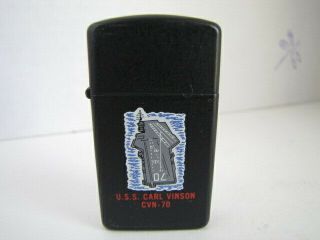 Uss Carl Vinson Cvn - 70 Slim Black Matte Zippo Lighter 1986 Us Military Vintage