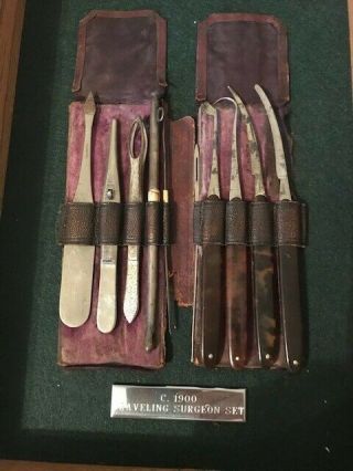 Antique Surgical Tool Set And Pouch Circa 1900