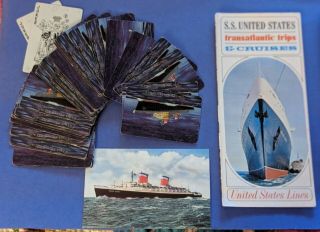 S.  S.  United States,  1967 Passenger Lists,  Brochure,  Playing Cards,  Deck Plan.
