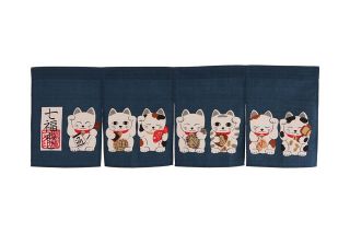 Made In Japan Shichifuku Manekineko Noren Curtain Tapestry By Narumi Japan