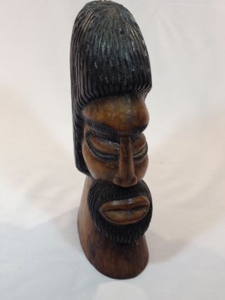 Vintage Jamaican African Man Hand Carved Wood Bust/head Sculpture