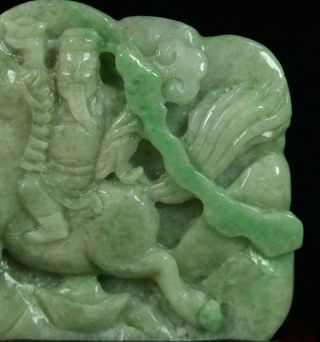 Cert ' d Untreated Green Nature A jadeite Sculpture duke guan horse 关公 q05554H 5