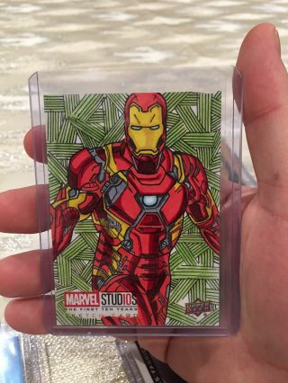 Marvel The First Ten (10) Years Sketch Iron Man By Andy Bohn Autograph 1/1