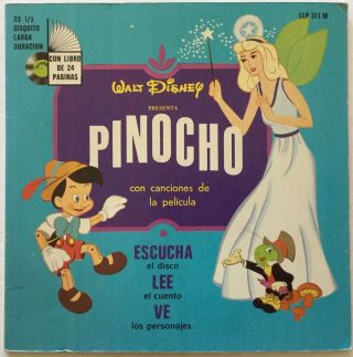Walt Disney Pinocchio Disneyland Record And Book Llp - 311m / Spanish / Rare (m -)