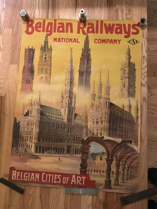 Antique Belgian National Railway Co.  Travel Poster Artist S.  Rades