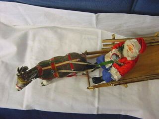 US ZONE Germany SANTA Reindeer SLEIGH Candy Container XMAS Decoration VINTAGE 3