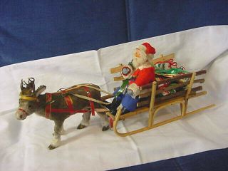 US ZONE Germany SANTA Reindeer SLEIGH Candy Container XMAS Decoration VINTAGE 5
