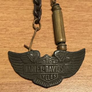 Harley Davidson Metal Pendant Or Fob With Unusual Chain