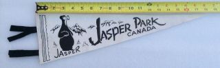 Jasper National Park Alberta Vintage 1960’s 18” Felt Pennant W Jasper The Bear