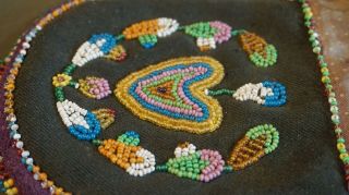 Very Fine Early 1900 Native American Wabanaki Double Sided Beaded Bag Pouch 11