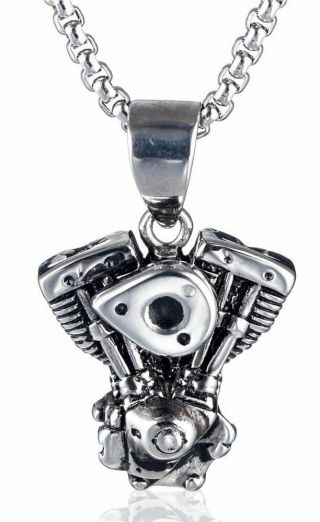 Harley Davidson 925 Sterling Silver Evolution Engine Pendant With Necklace