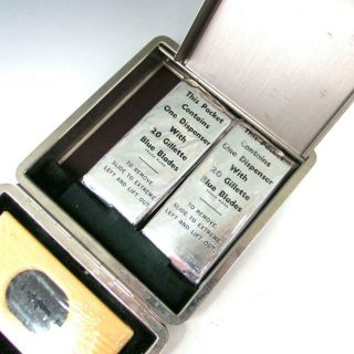 Vintage 1950 Gillette EXECUTIVE Safety Razor Rhodium w/ Travel Case & Box 11