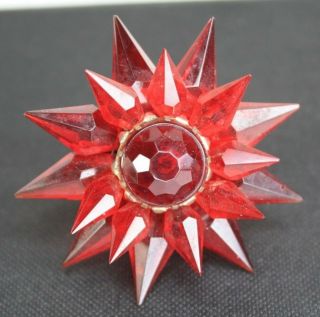 Vintage Double Row Matchless Christmas Star Light Red Czech Cut Glass Rare