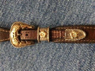 Vintage Edward Bohlin Engraved 14k Gold/sterling Silver Western Buckle Watchband