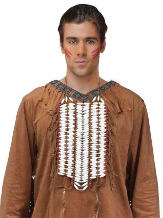 Indian Warrior Chest Breast Plate Beaded Native American Adult Costume Accessory