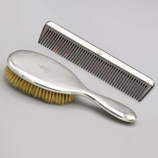 Tiffany & Co.  Sterling Silver Brush & Tortoise Comb Set Of 2 222.  0 Grams