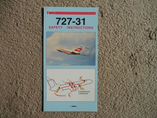 Twa Boeing 727 31 Airline Safety Card