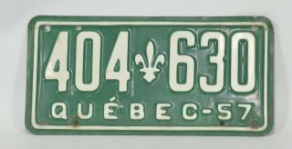 1957 Quebec License Plate 404 630 - - As Found