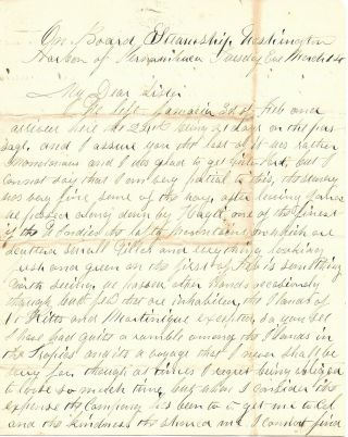 California Gold Rush Letter With Wonderful Description Of Steamship Trip Ca1849
