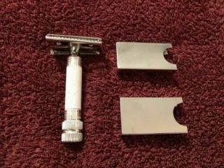 Vintage Hoffritz Slant Safety Razor With Box,  Case and Blade Holders 7