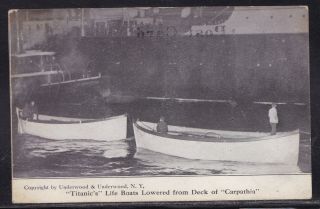 Rms Titanic White Star Line Life Boats Carpathia Liner Postcard Cunard