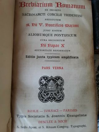 1931 Breviarium Romanum Vulgate Roman Breviary Partial Set 3/4 Volumes 5