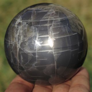 66mm 13.  6oz Natural Black Moonstone Crystal Sphere Ball