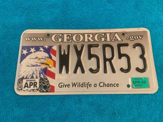 Georgia License Plate Tag Eagle Give Wildlife A Chance Apr 2009 Wx5r53 Ga