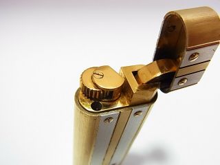 Cartier Paris Gas Lighter Oval Santos Two - tone Gold Silver Swiss Made 10