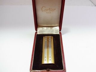 Cartier Paris Gas Lighter Oval Santos Two - Tone Gold Silver Swiss Made