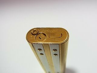 Cartier Paris Gas Lighter Oval Santos Two - tone Gold Silver Swiss Made 7