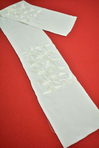 Zk84/55 Vintage Japanese Fabric Silk Antique Kusakizome Haneri Embroidery 42.  1 "