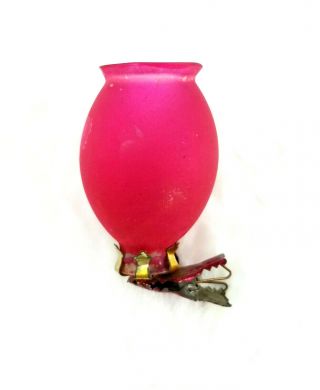 Antique German Pink Glass Clip On Candle Holder Lantern Christmas Tree Ornament