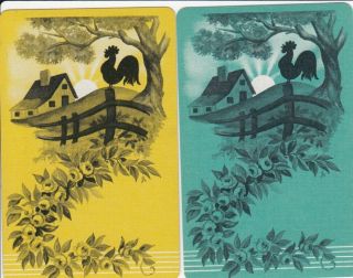 Vintage Swap Playing Card - 2 Single Birds - Roosters 18