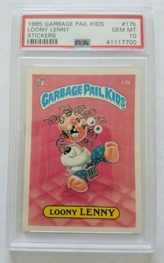 1985 Series 1 Garbage Pail Kids 17b Loony Lenny Psa 10 Pop 24