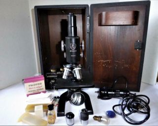 Vintage American Optical Ao Spencer Lab Microscope 3 Objective Case