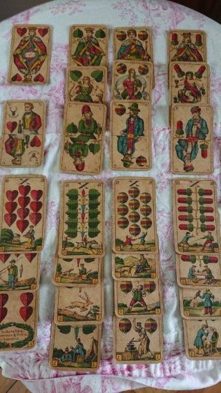 ANTIQUE GERMAN PLAYING CARDS FROMMAN & BUNTE DARMSTADT 19th C 2