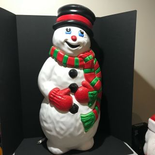 Grand Venture Blow Mold Snowman 38 Inches Light Up Outdoor Plastic Yard Decor