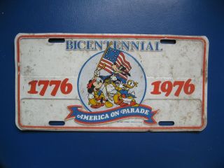 Vintage Walt Disney 1976 Bicentennial Amercia On Parade License Plate
