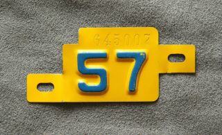 Oregon.  1957.  License Plate Metal Registration Tab / Tag.